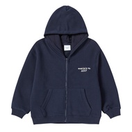 [ADLV] Kids Border Line Basic Logo Hoodie Zip Up Dark Navy - Hoodie Oversized Fit Unisex Acme De La 