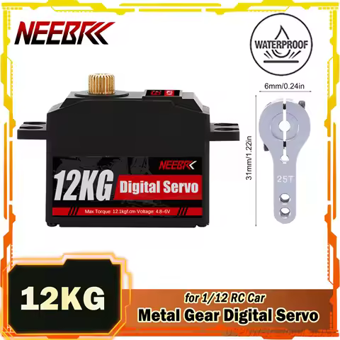 NEEBRC 12KG Metal Gear Digital Servo Waterproof 4.8~6.0V DC for 1/12 RC Car Wltoys 12428 12423 Monst