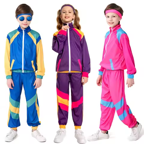 70s 80s Party Tracksuit Cosplay Fantasy Child Boys Vintage Sportswear Retro Hip Hop Hippie Disco Cos