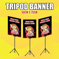 Print BANNER TRIPOD Size 50cm x 75cm PLUS FRAME