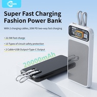 Yisen Super Fast Charge Mechanical Power Bank 22.5W PD20W With 2 Cables Led Digital Display Powerban