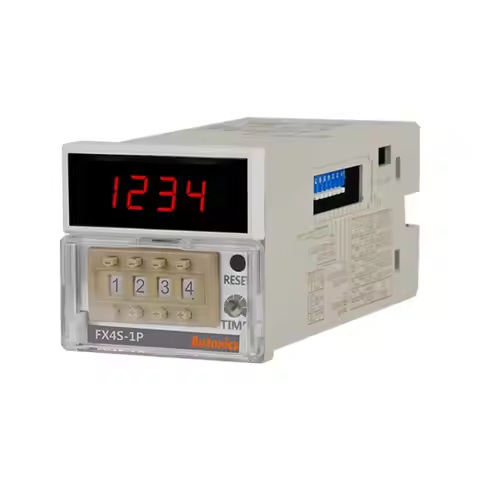 FX4S-1P4 Counter & Timer, 1/16 DIN, 4-Digit, LED, 1 Preset, Relay & NPN Output, 100-240 VAC 50/60 Hz