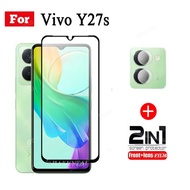 2In1 For Vivo Y27s Tempered Glass For Vivo Y27 Y17s Y28 Y03 4G Full Coverage Glass Film + Camera Lens Glass Protector