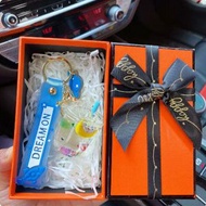 夜光七彩石冰塊宇航員冰山杯漂浮瓶鎖匙扣（ 躺月亮+橘禮盒+拉菲草）