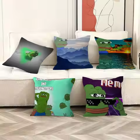 S-Sad F-Frog Meme Cushion Cover Car Throw Pillow Case For Sofa Car Christmas Gift 40x40cm 45x45cm