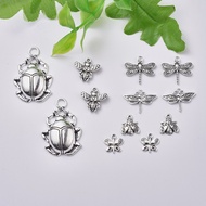 Beebeecraft 1 Set Insect Theme Tibetan Style Alloy Pendants Dragonfly Beetle Dragonfly Bee Ladybug Butterfly with Word Create for You Antique Silver 24pcs/set for Jewelry Making