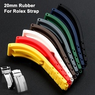 20mm Rubber Strap for Rolex Watch Band Men Business Wristband for Samsung Watch 6 5 4 Stainless Steel Buckle Belt Accessories