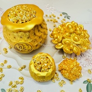[lucky] Combo of large size fortune pot and 300g 1cm gold bar to decorate altar and desk