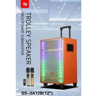 SS-3A12B TWS Wireless Bluetooth Speaker / P.M.P.O 30000W / 2 Wireless Microphone / Rechargeable Outd