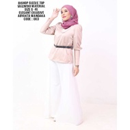 [Ready stock]THE BISHOP SLEEVE TOP – VALENTRO MATERIAL- WOMAN BLOUSE – SLEEVE BLOUSE