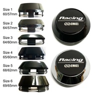 HOSHER 4pc 60/64/65/68/69MM  black Enkei Racing logo Sticker  Car Modified Wheel Center Cover Rim Hu