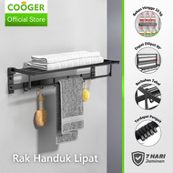COOGER Gantungan Handuk Rak Handuk 50cm Premium Dengan Pengait dan Tambahan Tiang Bisa Dilipat 90 De