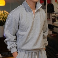 Men's Plaid Fleece Set Zip Form CropJacket & B Brown 2-Skin Felt Straight Pants