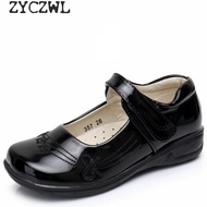 New Girls Leather Shoes for Children PU Leather School Black Princess Shoes Dress Flower Wedding White Kids Flat Etiquette Shoes