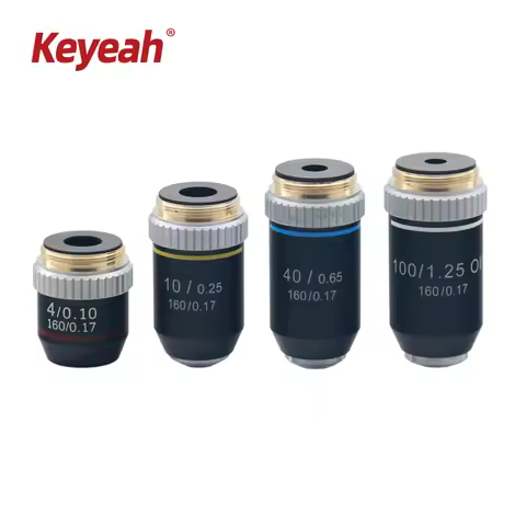 195 Black Achromatic Objective 4X 10X 40X 100X(Oil )High Quality Microscope 195-objective lens RMS 2