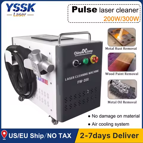 200W/300W Pulse Laser Cleaner Cleaning Machine F254+F160 both lens Air-cooled Laser Oil/Paint Rust R