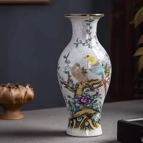 Jingdezhen ceramic vase, home Chinese style living room flower arrangement, entrance hall imitation 