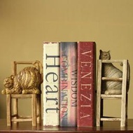  	 zakka雜貨 歐美古典風 波麗製復古質感貓咪cat椅子造型書架 仿舊桌面可愛小貓動物椅擺飾框架書擋 辦公桌書櫃