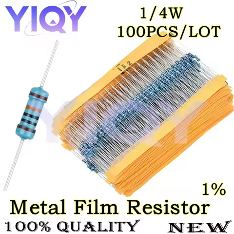 100PCS 1/4W 1% Metal Film Resistor 1 1.2 1.5 10 12 15 11 13 16 20 22 33 47 51 56 68 75 82 91 100 120