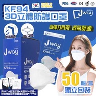 【韓國製】韓國Jway KF94三層防菌防疫3D立體口罩  KF94口罩 韓國KF94口罩  原裝盒裝 50片一盒