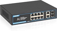 POE Gigabit Switch 12 Ports 1000Mbps Switches with 2 uplink & 2 SFP: TEROW 8-Port PoE Ethernet&10-Po