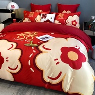 Chinese style Wedding  Festive Red Bedsheet Set Red color bedsheet fitted sheet set/Flat Sheet Queen