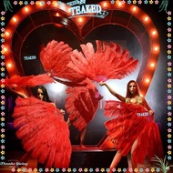 TEAKEMY Handheld Fur Fan, Big Red Ostrich 12 Bones Folding Fan,  30*52cm 35*60cm Runway  Props Carni