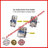 Universal Car Audio Power 60A Fuse Holder Fuse Box 1 In 2/3/4 Way Out Fusebox Car Amp Power supply