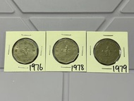 （十角形伍圓一套）香港硬幣英女王伊利沙伯 1976，1978 & 1979 年五元 Government of Hong Kong Queen Elizabeth ll 1976，1978 & 197