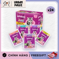 Set of 28 Pate Whiskas Packets for Kittens in Sauce Form, Wet Food 80g Pack - Full of Nutritional Fl