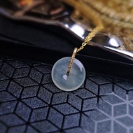 招財•圓滿•平安•同心|18k真金鑽高冰晴平安扣|緬甸A貨翡翠吊墜