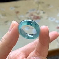 冰種翡翠 天然翡翠 A玉 班指披指指環 • 冰種孔雀飄花翡翠戒指
