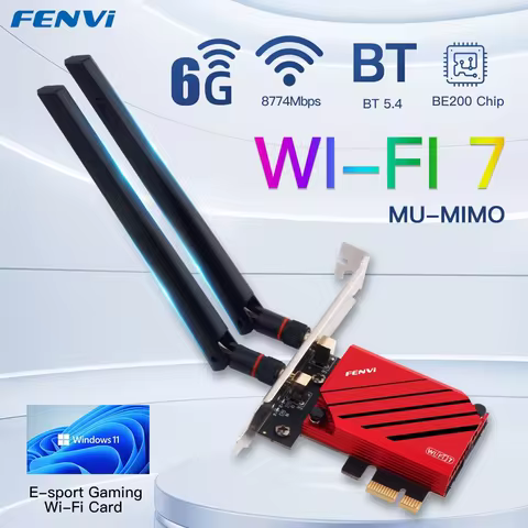 fenvi WiFi 7 FV-BE8800 For Intel BE200 Pcie Wireless Adapter Bluetooth 5.4 Tri-band 2.4G/5G/6GHz Net