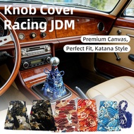 Car Accessories JDM Pattern Style Canvas Samurai Shift Lever Knob Dust Cover Racing Katana Shift Kno