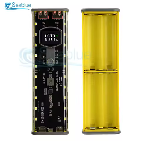DIY Shell 4*21700 Battery Holder Power Bank Case Dual USB 22.5W PD/QC Fast Charger 21700 Battery Sto