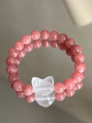 冰種紅紋石手串+粉晶玲娜貝兒Linabell小配件 連隔片 有7粒淨珠 7m+ $200 拉絲紫鋰輝手串+粉晶玲娜貝兒Linabell小配件 有7粒淨珠 8m+ $210 黑美人碧璽手串 有5粒淨珠 