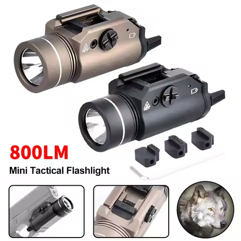 TR-1 Tactical Flshlight HL 800 Lumen LED Electronic Weapon Light Fit 20mm Rail Airsoft Weapon Huntin