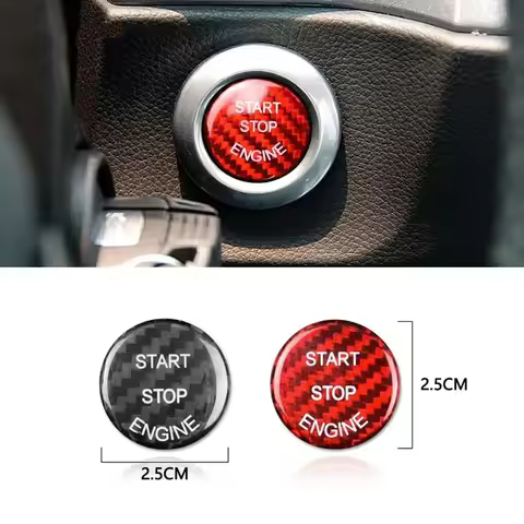 Carbon Fiber Car Engine Start Stop Button Sticker For BMW 1 2 3 Series E70 X5 E71 X6 E81 E90 E91 E60