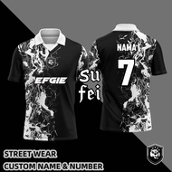 Design Retro Collar Jersey Murah Lelaki Kanak2 Sublimation Baju Berkolar Jersi Viral Street Wear Custom Name and Number Unisex Casual Kolar T Shirt Lengan Pendek Plus Size