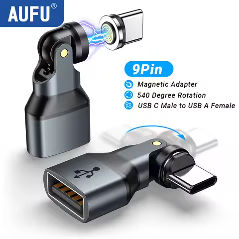 AUFU Magnetic USB OTG Adapter 9Pin USB Type C to USB Female Converter For iPhone Macbook Samsung S22