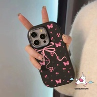 MERAH Caseunicorn Love Heart Pink Flower Black Case For Oppo A16 A38 A18 A17 A15 A5 A55 A5s A77 A33 