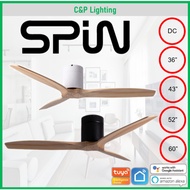 Spin Quincy Espada (Oak Blade) 36" / 43" / 52" / 60" Smart DC Ceiling Fan with Optional LED