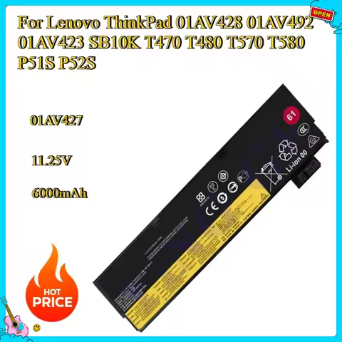 New 01AV427 72Wh Replacement Battery For Lenovo ThinkPad 01AV428 01AV492 01AV423 SB10K T470 T480 T57