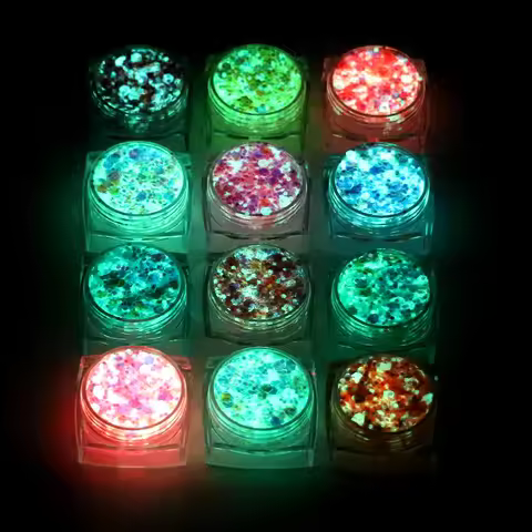 Bowitzki 12 Colors Glow in The Dark Glitter Gel Face Glitter Body Glitter Gel Hair Glitter Gel UV Gl