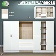 Almari Baju 9 kaki panjang_Almari Baju besar_Almari Baju Pakaian murah_Wardrobe_9ft Wardrobe_Furnitu