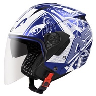 Famous Thai Helmet French ASTONE RST Flat Blue AQ7 White Half Mask