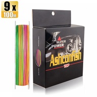 Ashconfish 9 Strands 100M Câu Cá Bện Dòng Sợi PE Tại Chỗ Nhiều Màu X9 Dây Bện 15-90LB