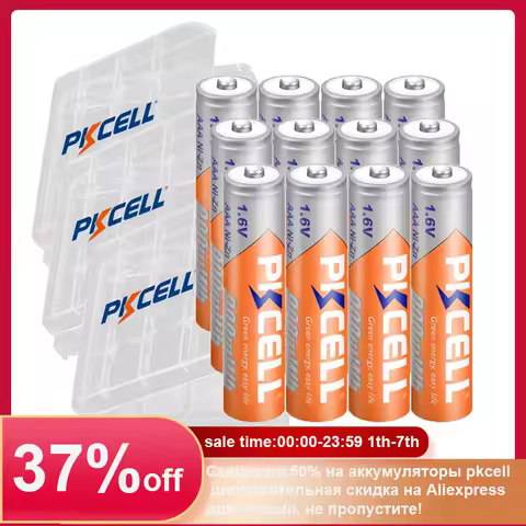 4/8/12PC PKCELL 900mWh AAA Battery 1.6V Ni-Zn AAA Rechargeable Batteries and AA/AAA Battery Box For 