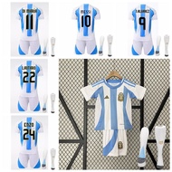 2024-25 Argentina Home Football Kids Jersey Messi Di Maria Alvarez Otamendi Lautaro Martinez Enzo Fe