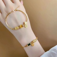 Golden Lotus Half Bracelet Half-Chain Bracelet Dragon Fortune Safe Meaning Hand Jewelry Bracelet